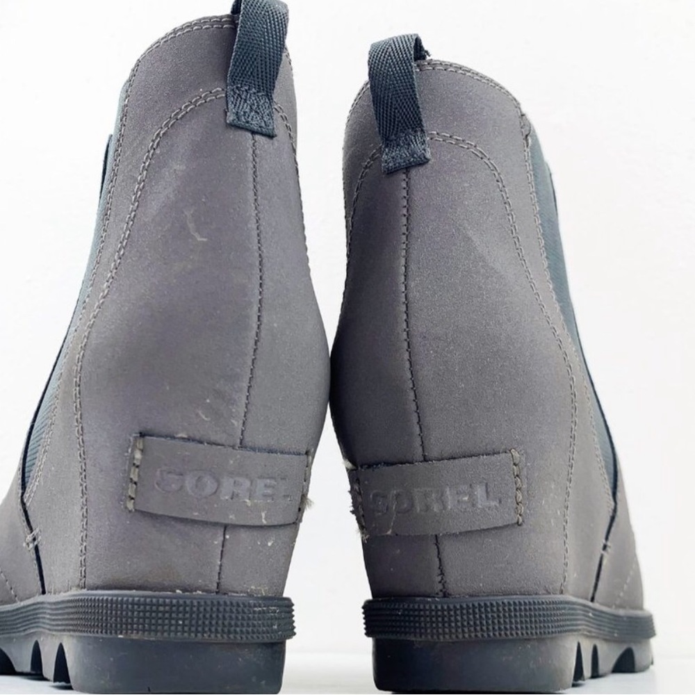 SOREL Gray Joan of Arctic Wedge Hidden Heel Chelsea Boot WOMEN'S Size 5 - Picture 10 of 12
